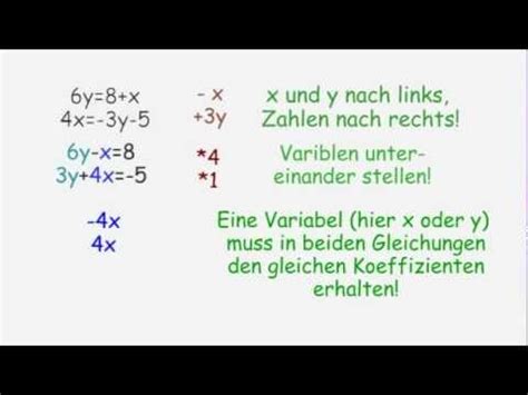 Es werden entsprechende beispiele zum besseren verständnis wie löst man drei gleichungen mit drei unbekannten? lineares-gleichungssystem-mit-zwei-unbekannten.mpg - YouTube
