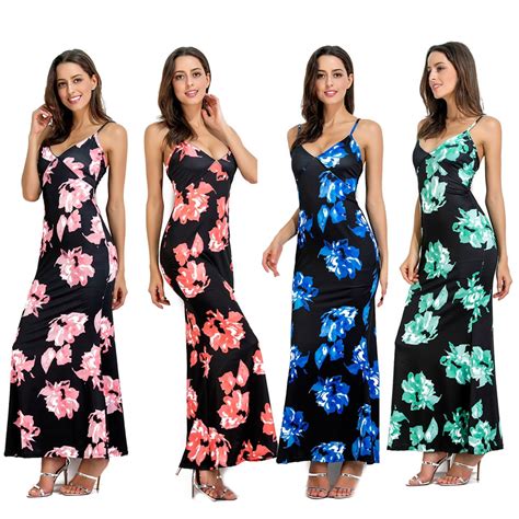Floral Print Summer Dresses 2018 Sundress Sleeveless Sexy Maxi Dress