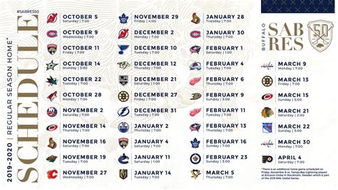 Sabres Announce 2019 20 Regular Season Schedule