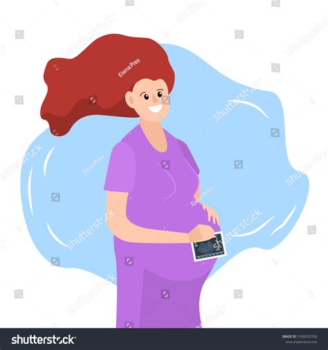 Happy Pregnant Woman Snapshot Ultrasound Her Stock Vector Royalty Free 1550555708 Shutterstock