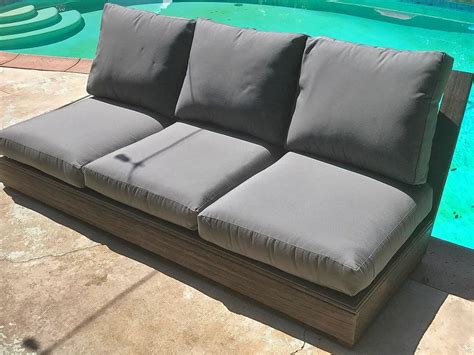 These chairs are perfect for small offices because they help you save space. Ventura Teak Patio Armless Sofa with Sunbrella Cushion ...