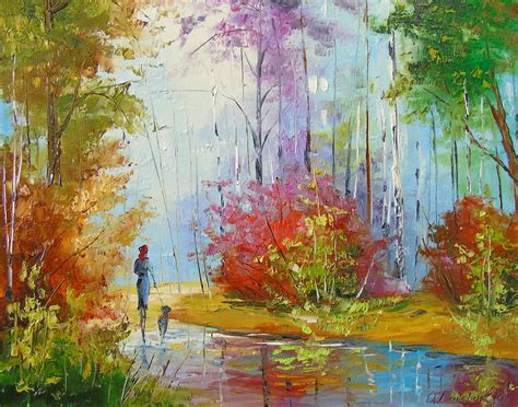 Walk In Autumn Forest Painting By Olha Darchuk Fine Art America