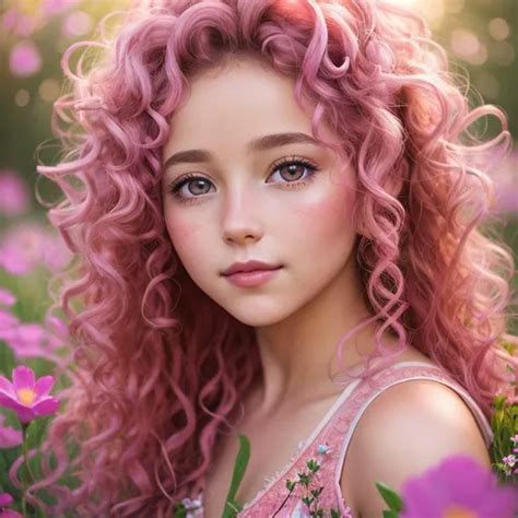 A Young Fairy Of Spring Very Curly Hair Pink Glow Openart