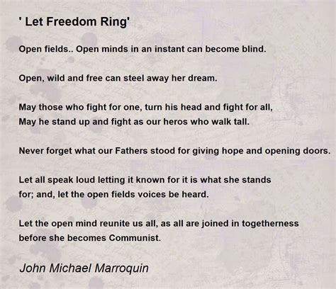 Let Freedom Ring Let Freedom Ring Poem By John Michael Marroquin