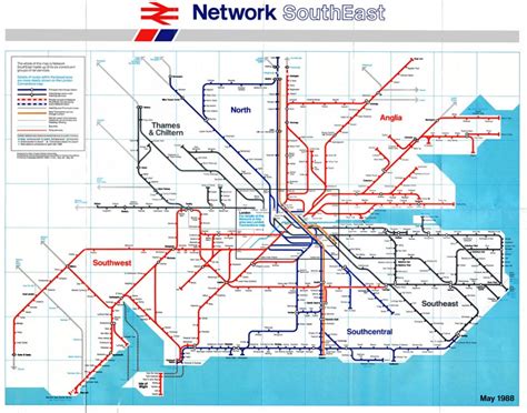 Transit Maps Historical Map British Rail Network Southeast 1988