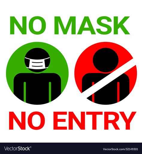 No Mask Entry Sign For Covid19 Corona Virus Vector Image