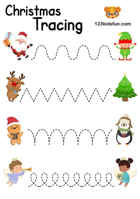Christmas Tracer Worksheet For Kids