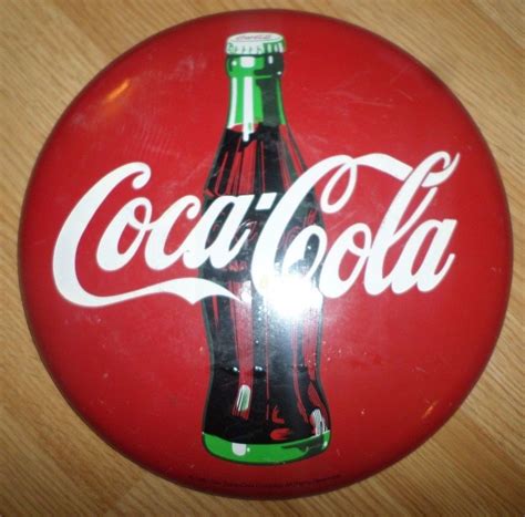 1990 Vintage Coca Cola Red Round 12 Metal Sign Antique Price Guide