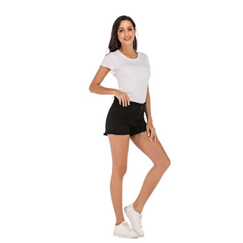 Juniors High Waisted Frayed Stretch Denim Shorts Jean Plus Size Soft