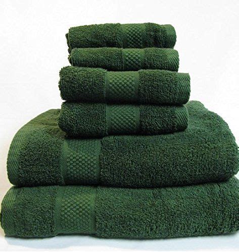 100 Soft Cotton 6 Piece Towel Set Hunter Green Lantrix Green