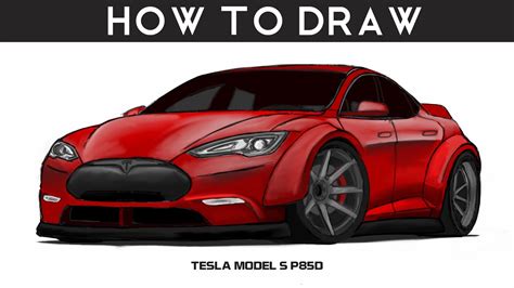 Drawingpat How To Draw Tesla Model S P85d Step By Step