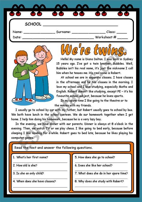 We´re Twins 2 Pages Esl Worksheet By Evelinamaria