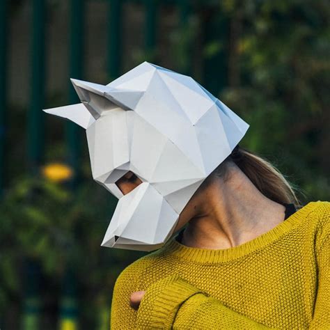 Paper Dog Mask Papercraft Template Festival Mask Diy Etsy