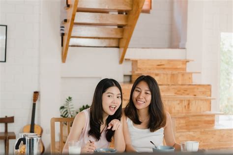 Free Photo Asian Lesbian Lgbtq Women Couple Have Breakfast At Home