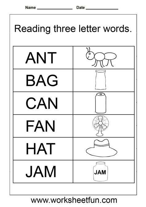 3 Letter Words Worksheets For Kindergarten Three Letter Words 3