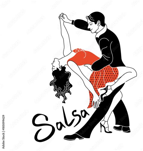 Salsa Party Dance Poster Elegant Couple Dancing Salsa Retro Style