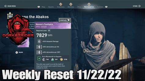Assassin S Creed Odyssey Weekly Reset 11 22 22 YouTube