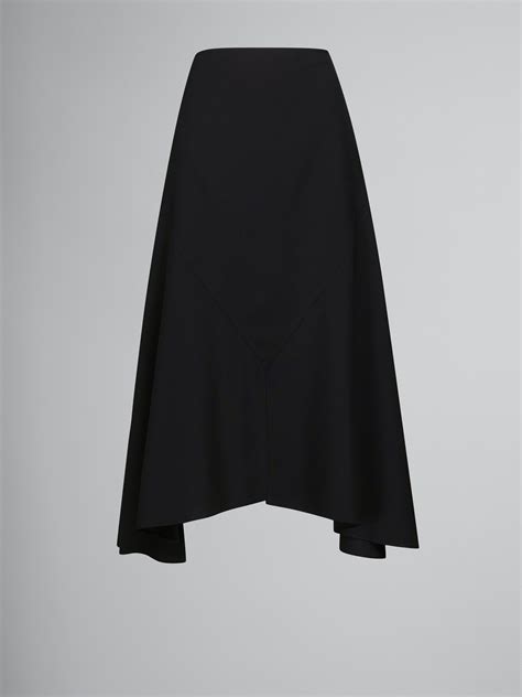 Black Wool Skirt With Asymmetric Hem Marni