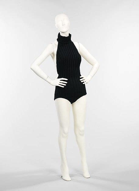 Black Ribbed Knit Wool Turtleneck Bathing Suit By Rudi Gernreich For