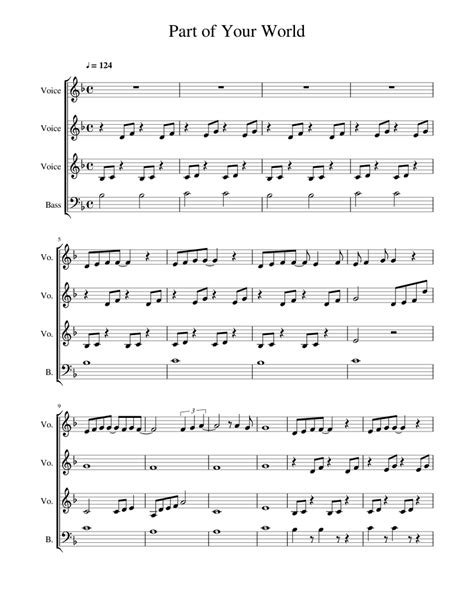 Part Of Your World Sheet Music For Piano Mixed Quartet