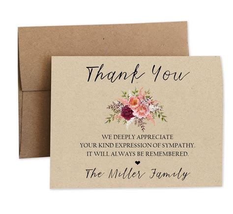 Handmade Products Sympathy Acknowledgement Cards Funeral Thank You And
