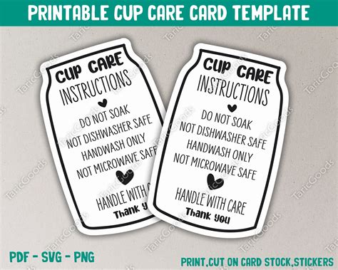 Glass Can Care Card Libby Glass Care Printable Cut Care Etsy Uk