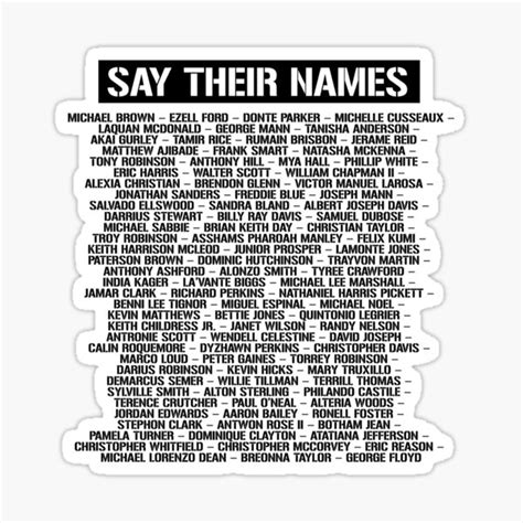 Say Their Names Sticker For Sale By Partyfarty Redbubble