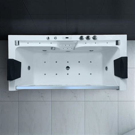 Luxus Whirlpool Badewanne Korfu Mit 14 Massage Düsen Glas Led Bach Heizung Ozon Radio