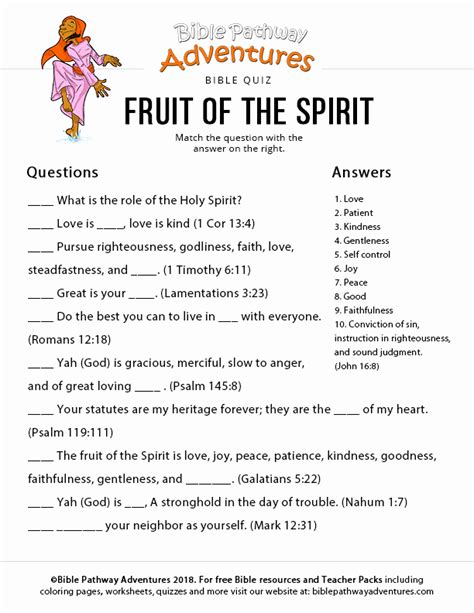 Fruits Of The Spirit Worksheets Best Of Pin On Bible Quizzing For Kids