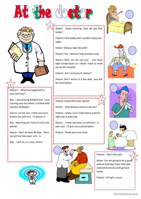 At The Doctor English Esl Worksheets Pdf Doc