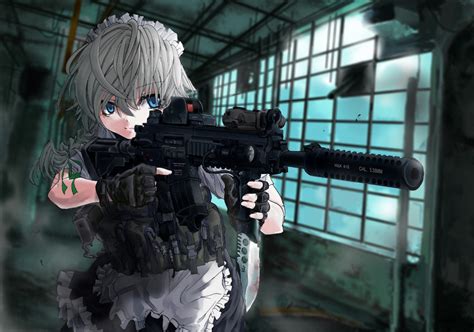Download Sakuya Izayoi Heckler And Koch Hk416 Knife Maid Gun Anime Touhou