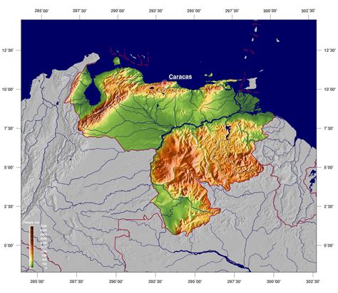 Large Detailed Physical Map Of Venezuela Venezuela South America