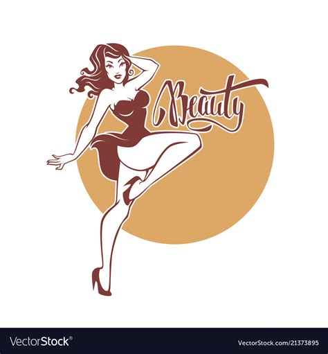 Sexy And Beauty Retro Pinup Girl Lettering Vector Image