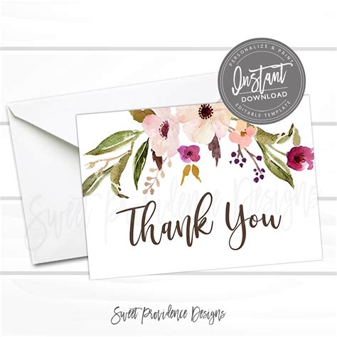 Pink Floral Thank You Card Sweet Providence Designs