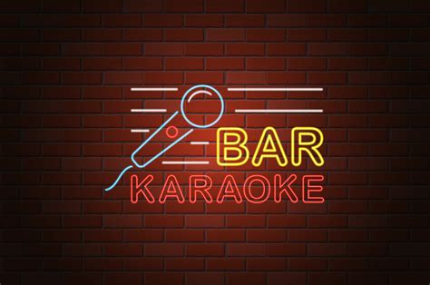 glowing neon signboard karaoke bar vector illustration 493810 Vector ...
