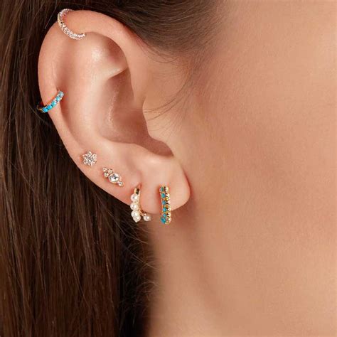Turquoise Opal And Diamond Huggie Earring Maria Tash The Jewellery