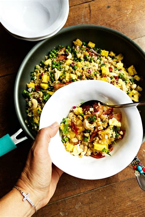 Looks like your typical fried rice, eh? Cauliflower Bacon Fried Rice Recipe - Reluctant Entertainer