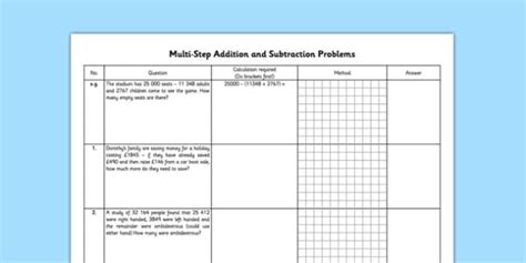 Multi Step Addition And Subtraction Problems