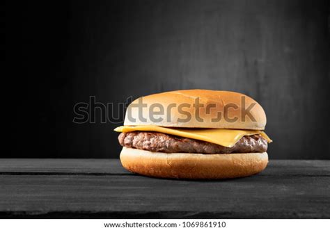 Plain Beef Burger Cheese On Wooden Stock Photo 1069861910 Shutterstock