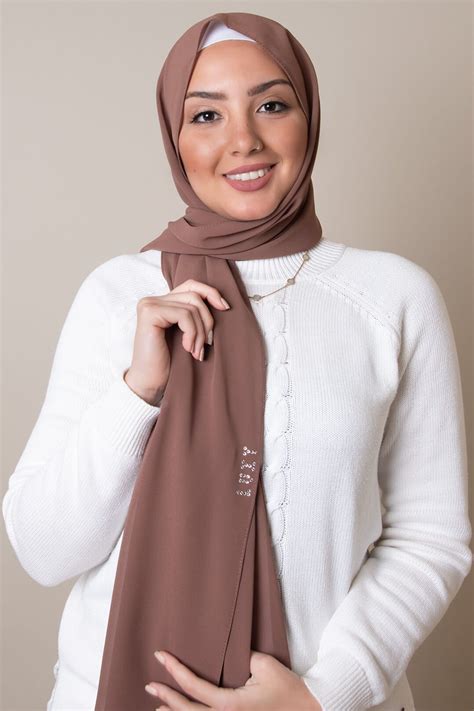 chiffon hijab in coffee scarf luxy hijab