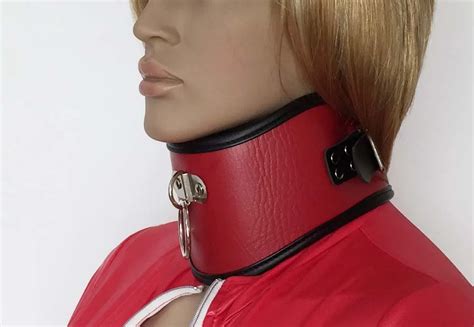 buy female soft red leather posture collar with black trim women s fetish