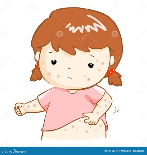 Girl Scratching Itching Rash On His Body Stock Vector Illustration Of