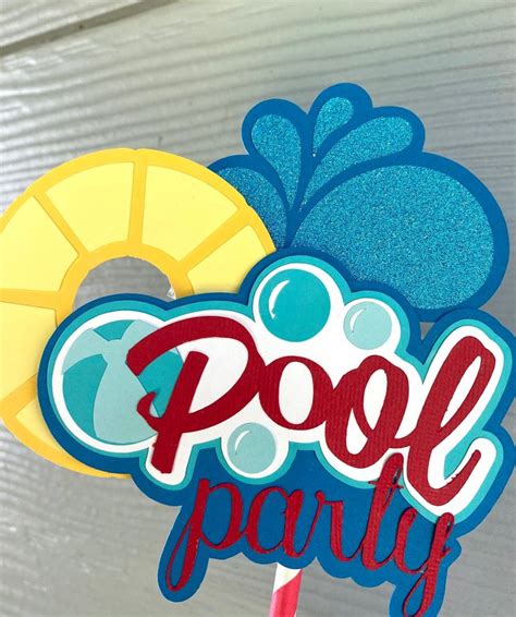 Pool Party 3d Cake Topper Any Color Swim Party Cake Topper Etsy Pool Party Decorations