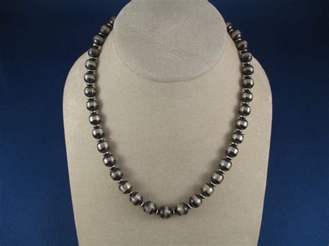 Oxidized Sterling Silver Bead Necklace 16 Two Grey Hills