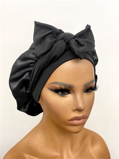 Double Layer 100 Silk Hair Bonnet With Stretchy Long Tie Etsy In 2021 Silk Hair Bonnets