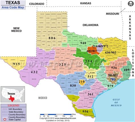 Texas Area Codes Map Of Texas Area Codes Texas Map Texas Area Codes