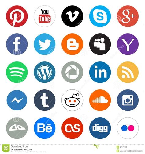 Social Media Round Icons Editorial Stock Photo Image 57570773