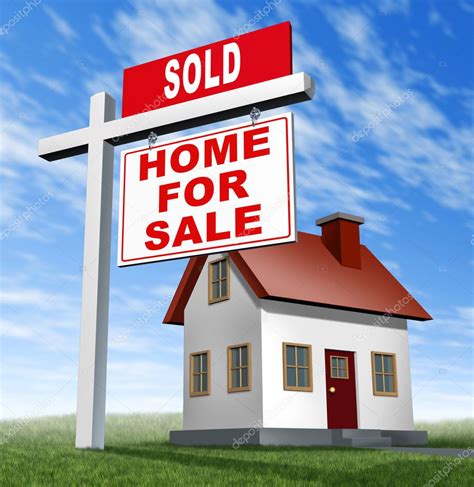 Sold Home For Sale Sign And House — Stock Photo © Lightsource 8861647