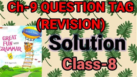 Great Fun With Grammar Solution Chapter 9 Question Tags Class 8 Nk Aggarwala