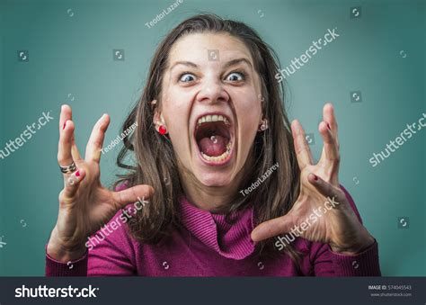 Angry Woman Screaming Rage Furious Dangerous Stock Photo 574045543